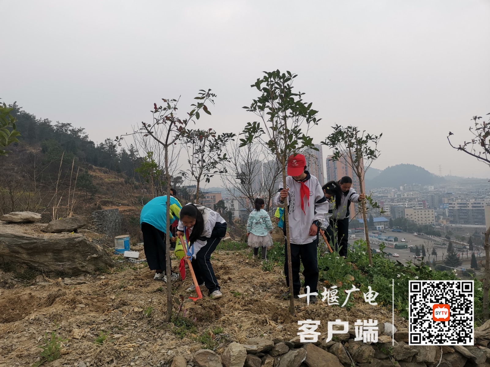 2022.3.12 十堰市东风铁路学校青年师生参加团十堰经开区委组织的义务植树活动 (2)