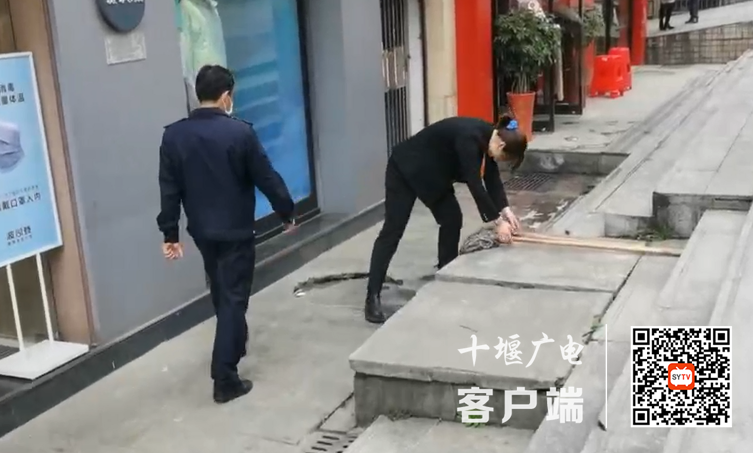 柳林沟口香港街内波司登门店外，执法人员发现拖把乱牵乱挂现场，经指出后，当事人立即整改清理