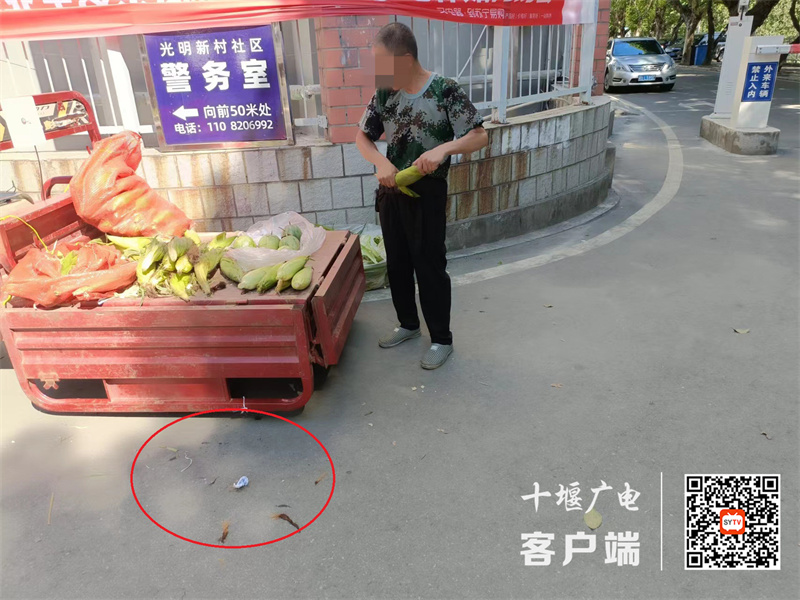 红河路光明新村门口存在乱丢垃圾和占道经营的不文明行为